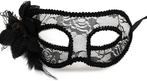 Naor Masquerade Masks Lace Masks Carnival Party Eye Mask With Flowers And Feather For Halloween, Costume Balls, Prom, Mardi Gras (Black)