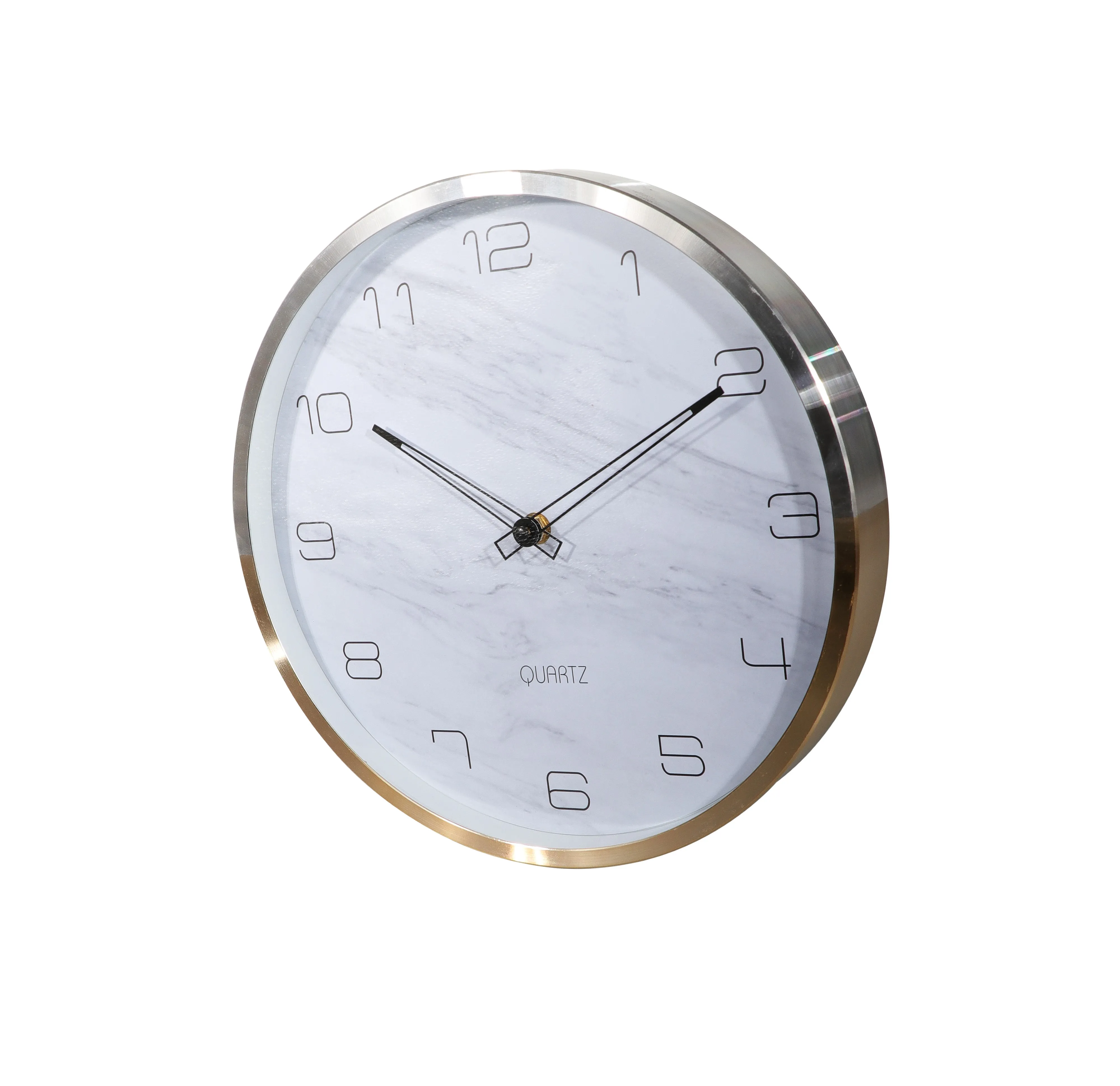 Royalford  RF9281 Wall Clock with Aluminium Frame- Silent Sweep Motion, Numeral Clock, Round Decorative Wall Clock for Living Room, Bedroom, Kitchen Aluminium Frame Silver & White