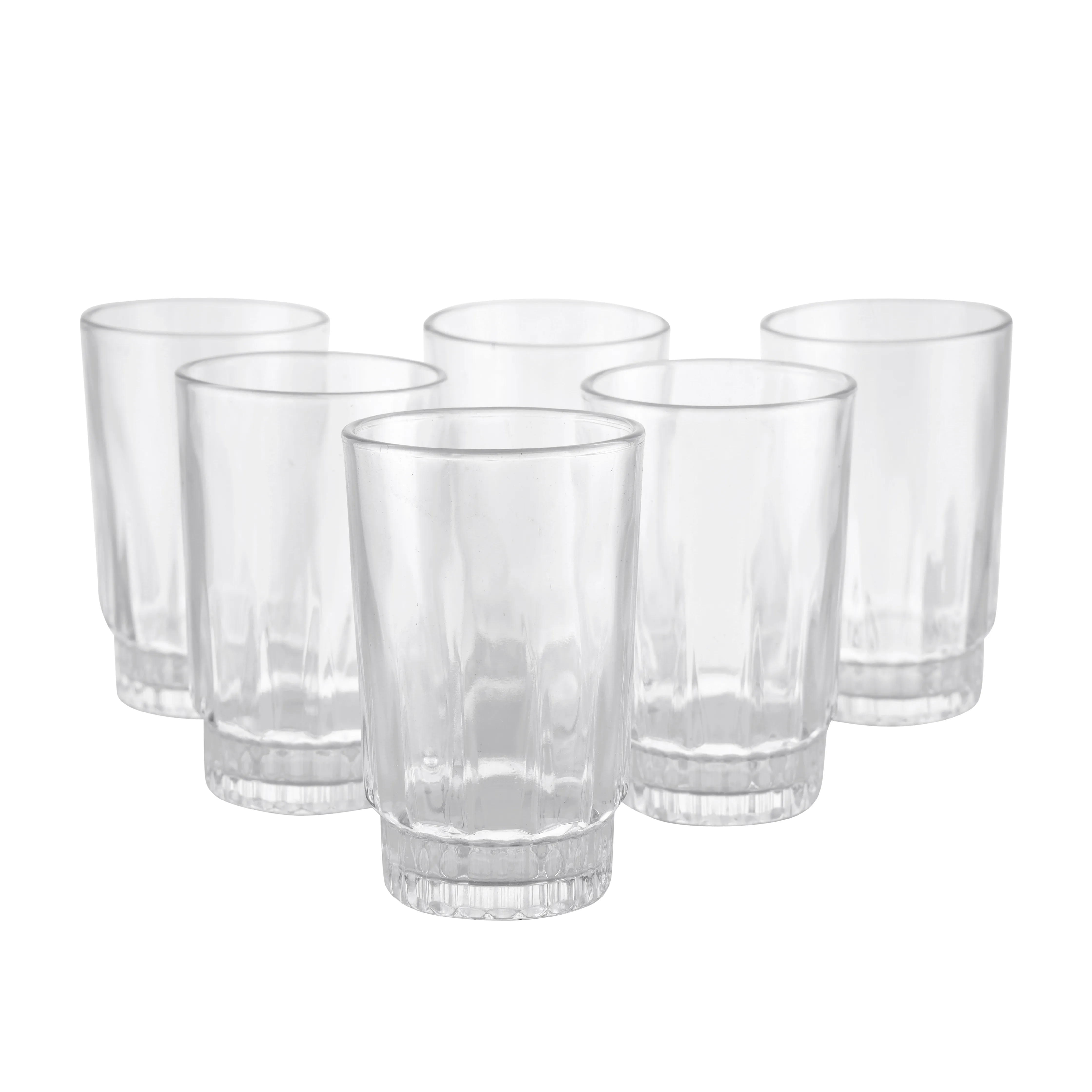 Royalford  RF9818 6Pcs 240ml Glass Tumbler - Portable Water Cup Drinking Glass Lead-Free Dishwasher Safe Ideal for Party Picnic BBQ Camping Garden Ideal for Water Wine Whisky Drinking & More
