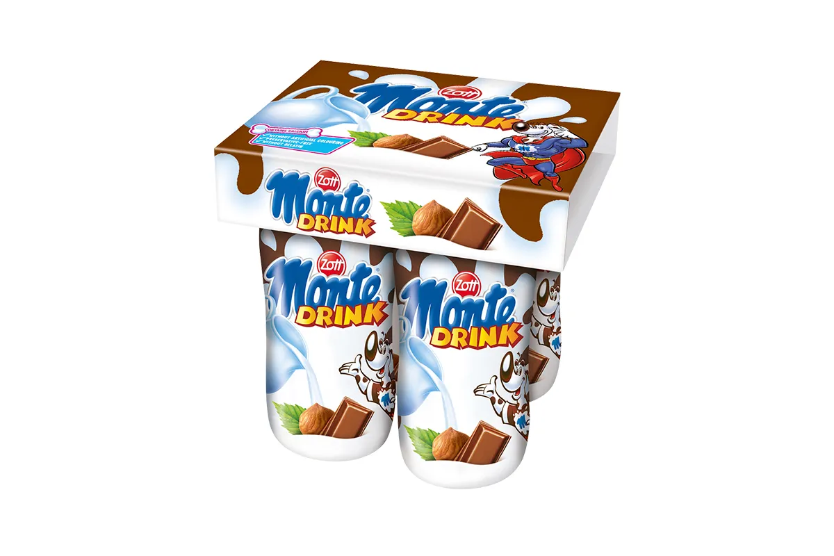 Zott Monte Milk Drink with Choco and Hazelnut pack of 4