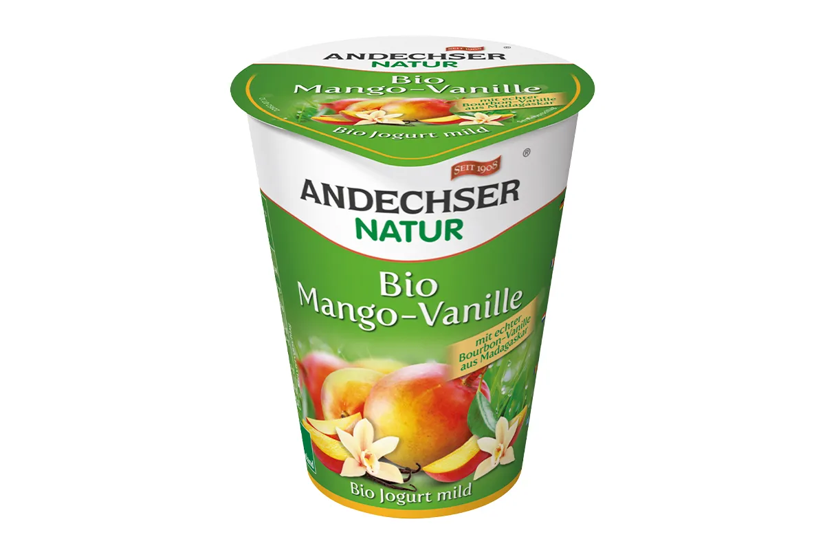 Andechser Bio Mango & Vanilla Yoghurt with real Bourbon Vanilla from Madagaskar