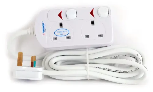 2 Way UK Power Extension Socket With Individual Switches 3M 1.25mm2 Cable 13A Plug