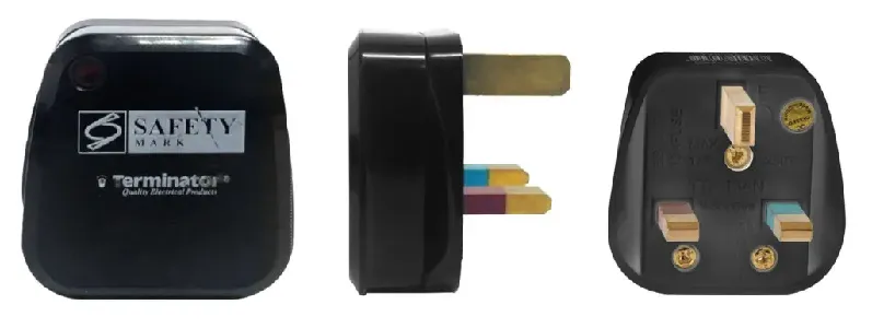 13A UK Top Plug with Fuse and Indicator (Black)
