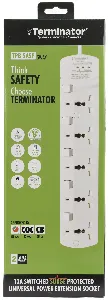 5 Way Universal Power Extension Socket With 3 LED Surge Protection Individual Switches & Indicators 3M 13A
