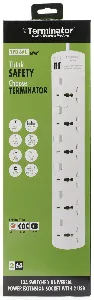 6 Way Universal Power Extension Socket With 3 LED Surge Protection Individual Switches & Indicators 5M 13A