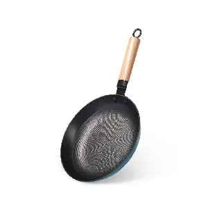 Frying Pan SEAGREEN 24x4.5 cm with wooden handle (enamelled lightweight cast iron with non-stick coating)