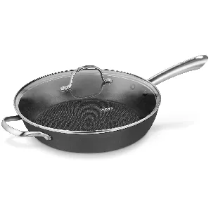 Deep Frying Pan MELITA 30x8 cm, with glass lid (lightweight cast iron with non-stick coating)