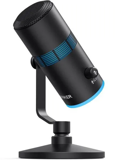 Anker PowerCast M300, USB Microphone for pc, Vocals Quality in Streaming, Gaming,Twitch,YouTube, Headphone Output, gain Control and Mute, Plug and Play Compatible for Devices