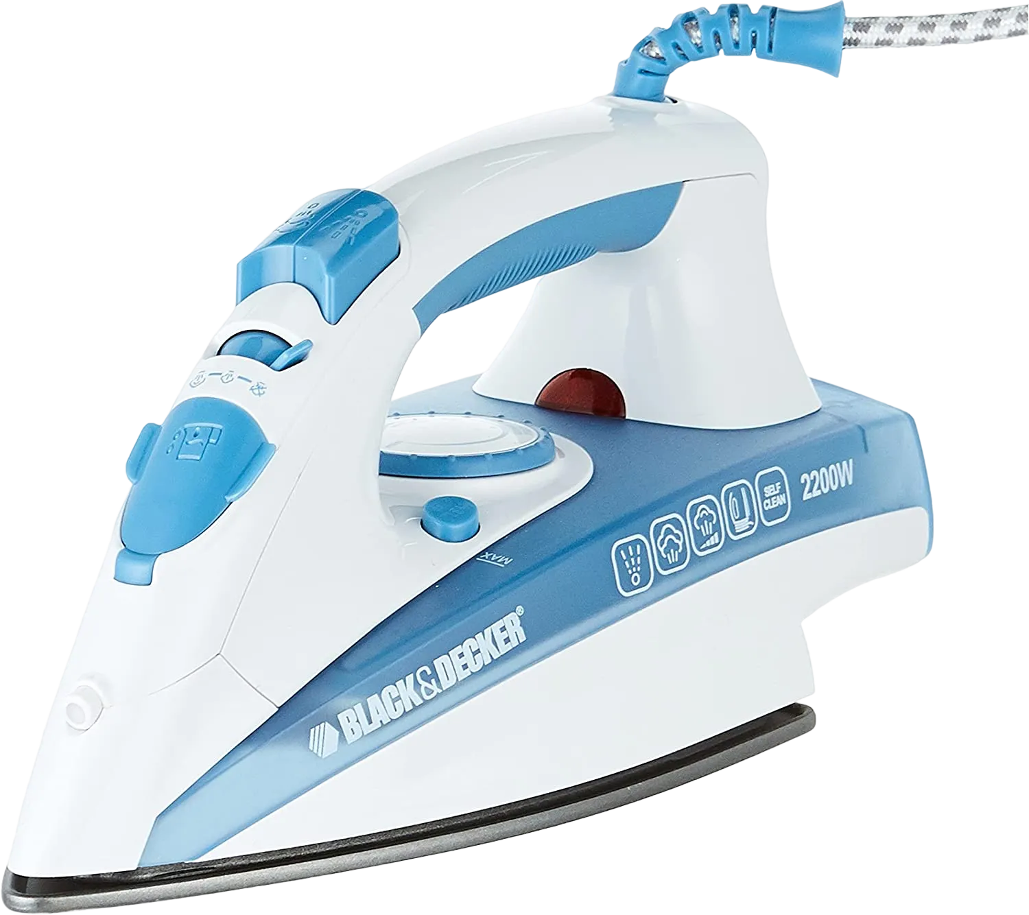 Black+Decker Vertical Steam Iron With Non-Stick Soleplate And Spray Function 2200W X2000-B5 Blue/White