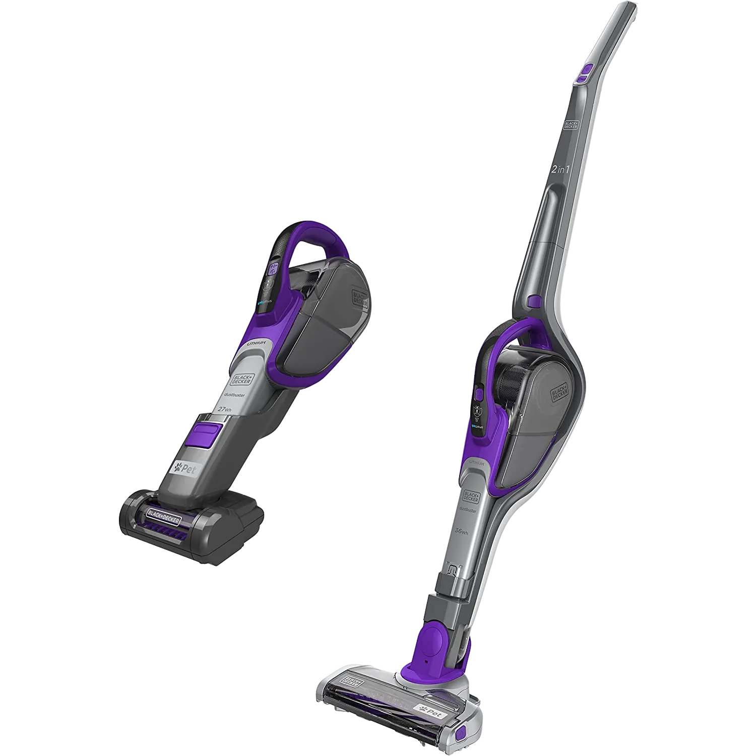 Black+Decker Cordless 2-in-1 Vacuum Cleaner 36 W SVJ520BFSP-GB Grey/Purple
