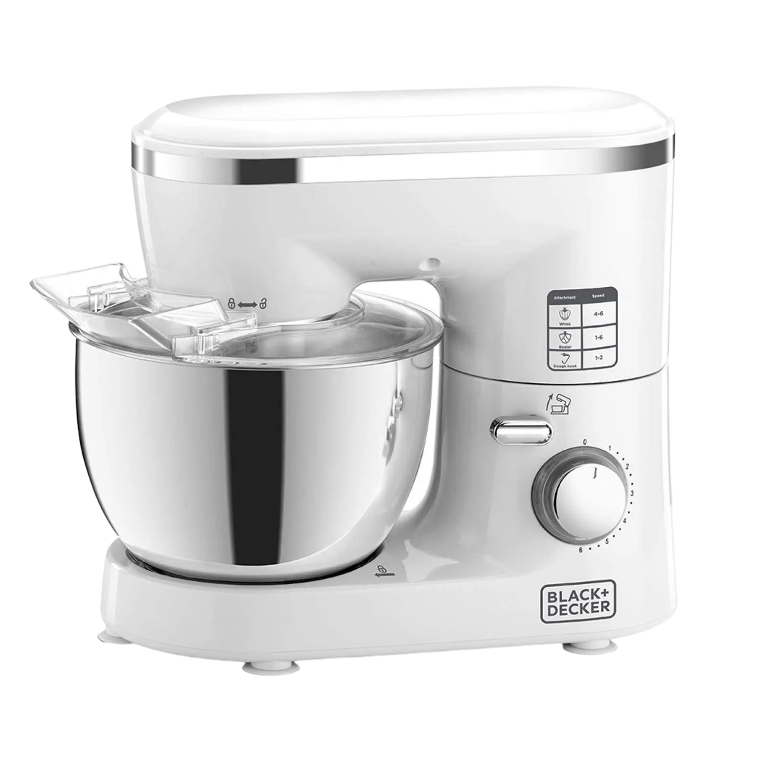 Black+Decker Stand Mixer And Kitchen Machine With Stainless Steel Bowl 6 Speed 1000W SM1000-B5 White/Silver