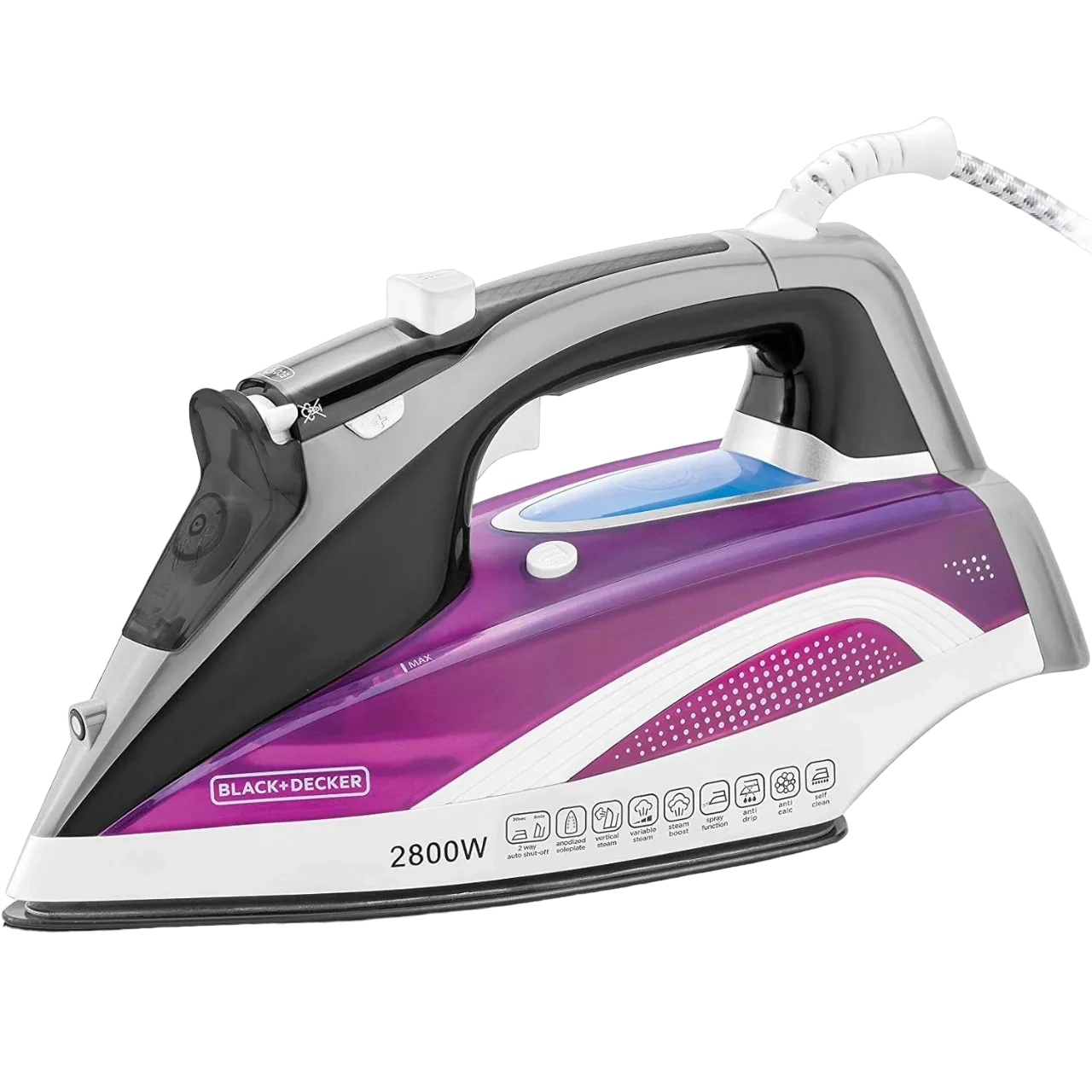 Black+Decker Digital Steam Iron 2800W X2250-B5 Purple/White/Grey
