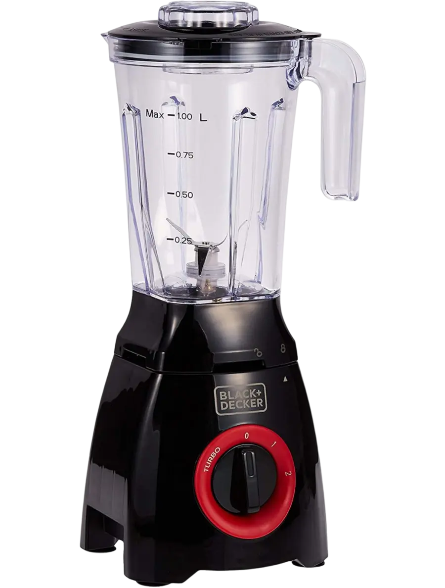 Black+Decker Blender With Stainless Steel Grinder And Grater Mill + Extra Jar 400W BL415-B5 Black/Clear