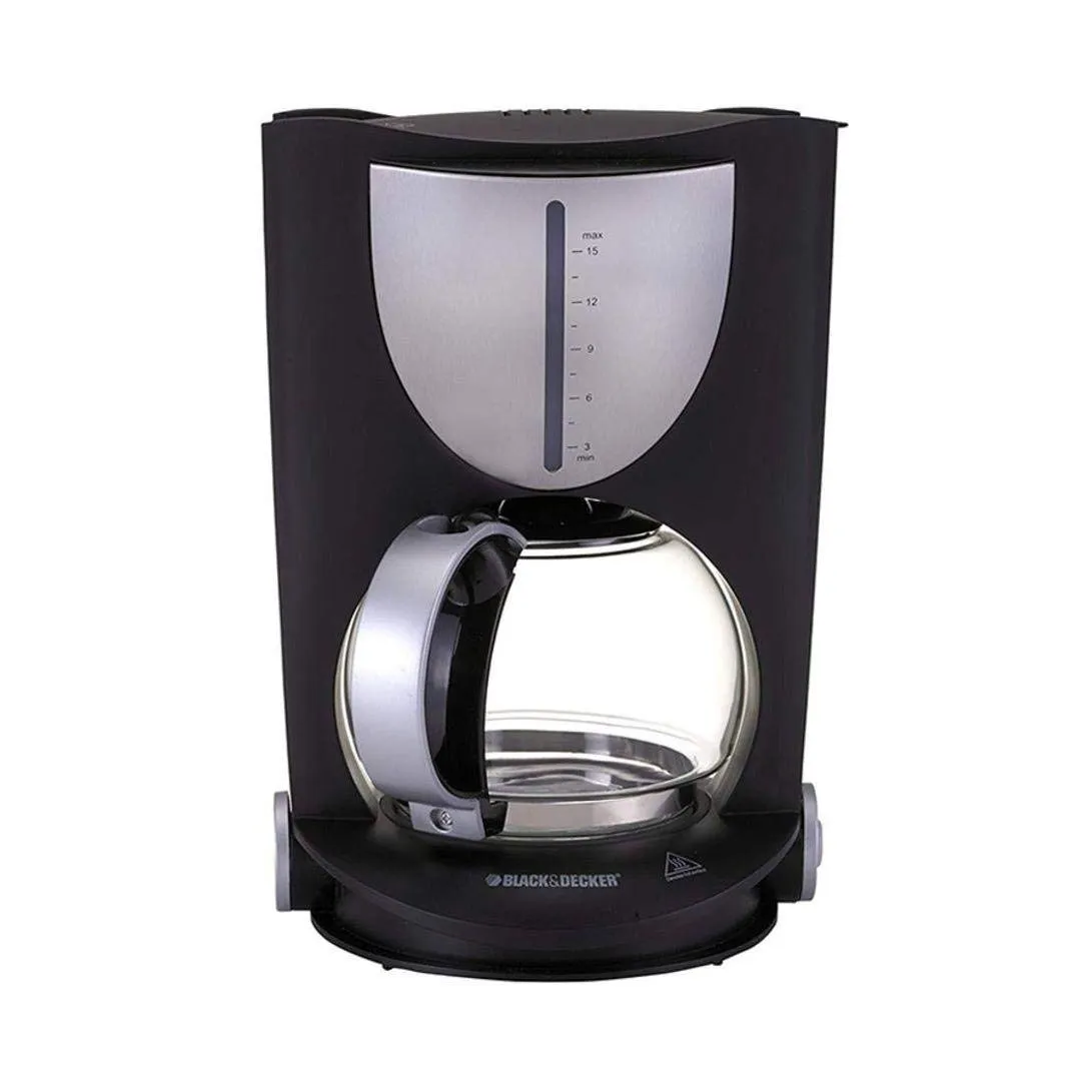 Black+Decker Coffee Maker Machine With Glass Carafe 12 Cups 1050W DCM80 Black/Silver