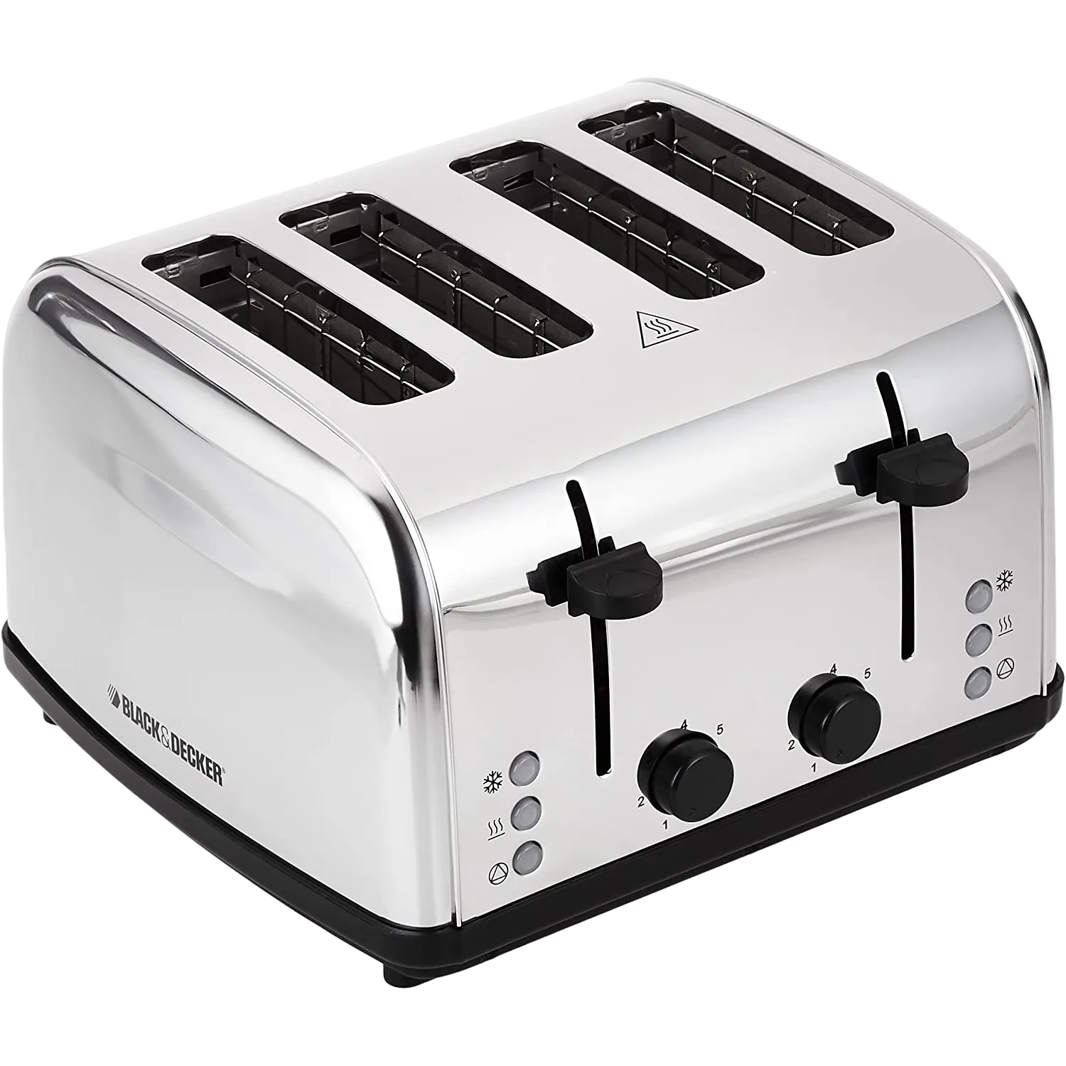 Black+Decker Bread Toaster Stainless Steel 4 Slice With Crumb Tray ET304-B5 Silver/Black
