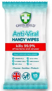 GreenShield  Anti-Viral Wipes, 15 Sheets