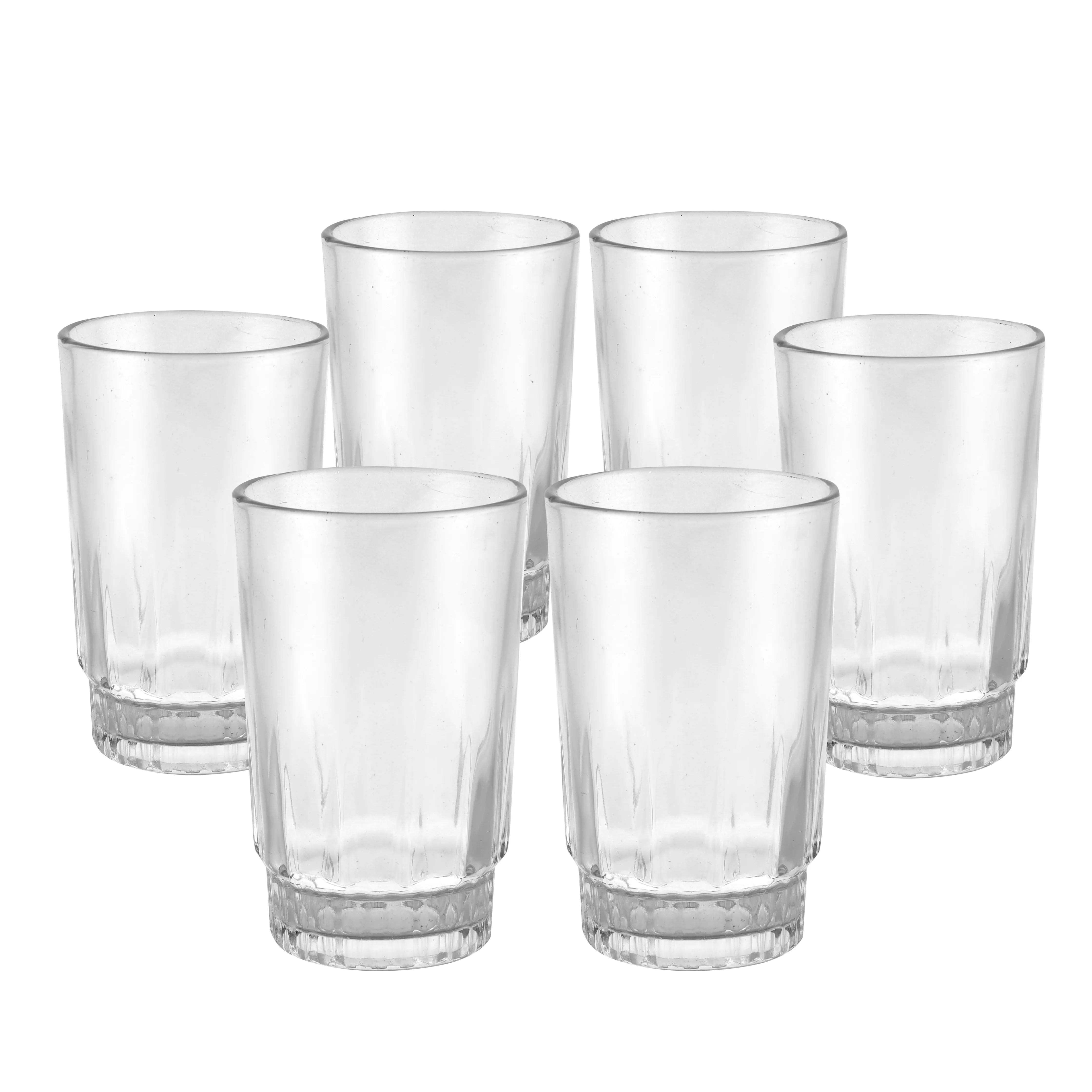 Royalford  RF9818 6Pcs 240ml Glass Tumbler - Portable Water Cup Drinking Glass Lead-Free Dishwasher Safe Ideal for Party Picnic BBQ Camping Garden Ideal for Water Wine Whisky Drinking & More