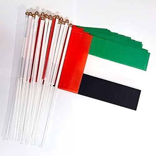 30 pieces UAE Flag Hand Waving Desk Flags Double Sided Cake UAE Flag Day UAE National Day Party Supplies Flag (Pack of 30)
