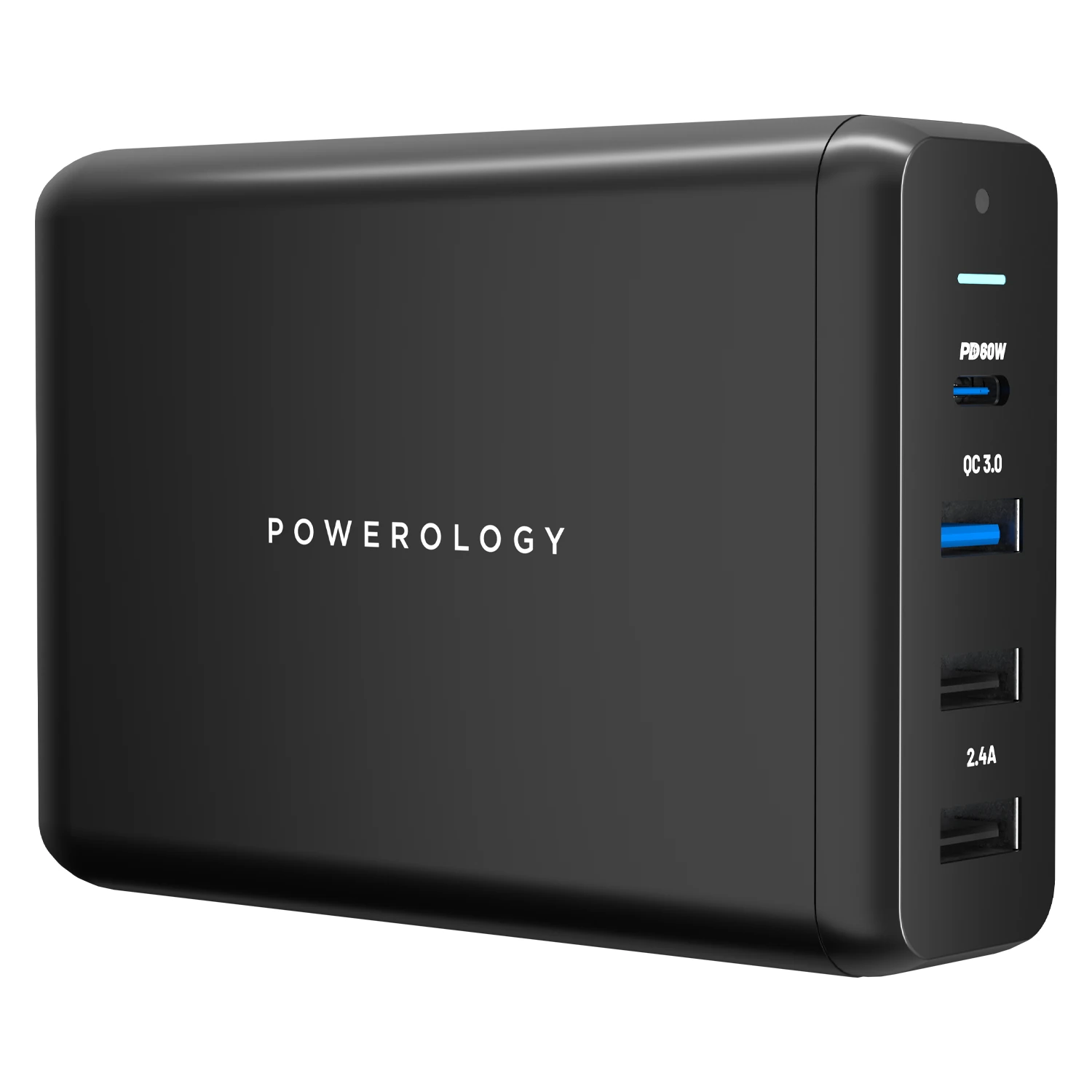 Powerology 4-Output 75W Quick Charge Power Terminal Simultaneous Fast-Charging for Laptops and Phone Black_PWCUQC001