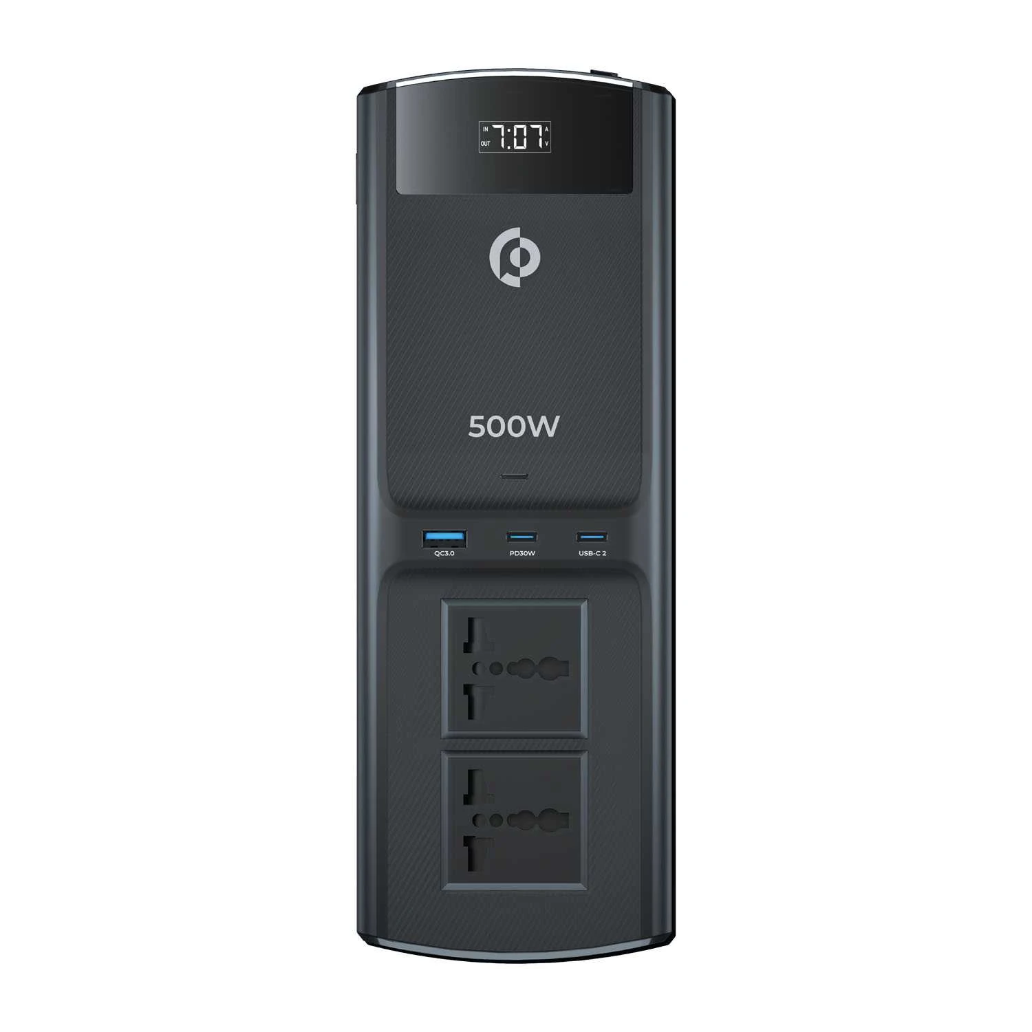 Powerology 500W Universal Multi-Port Car Inverter With Dual USB-C Output Black_PCCSR008-BK