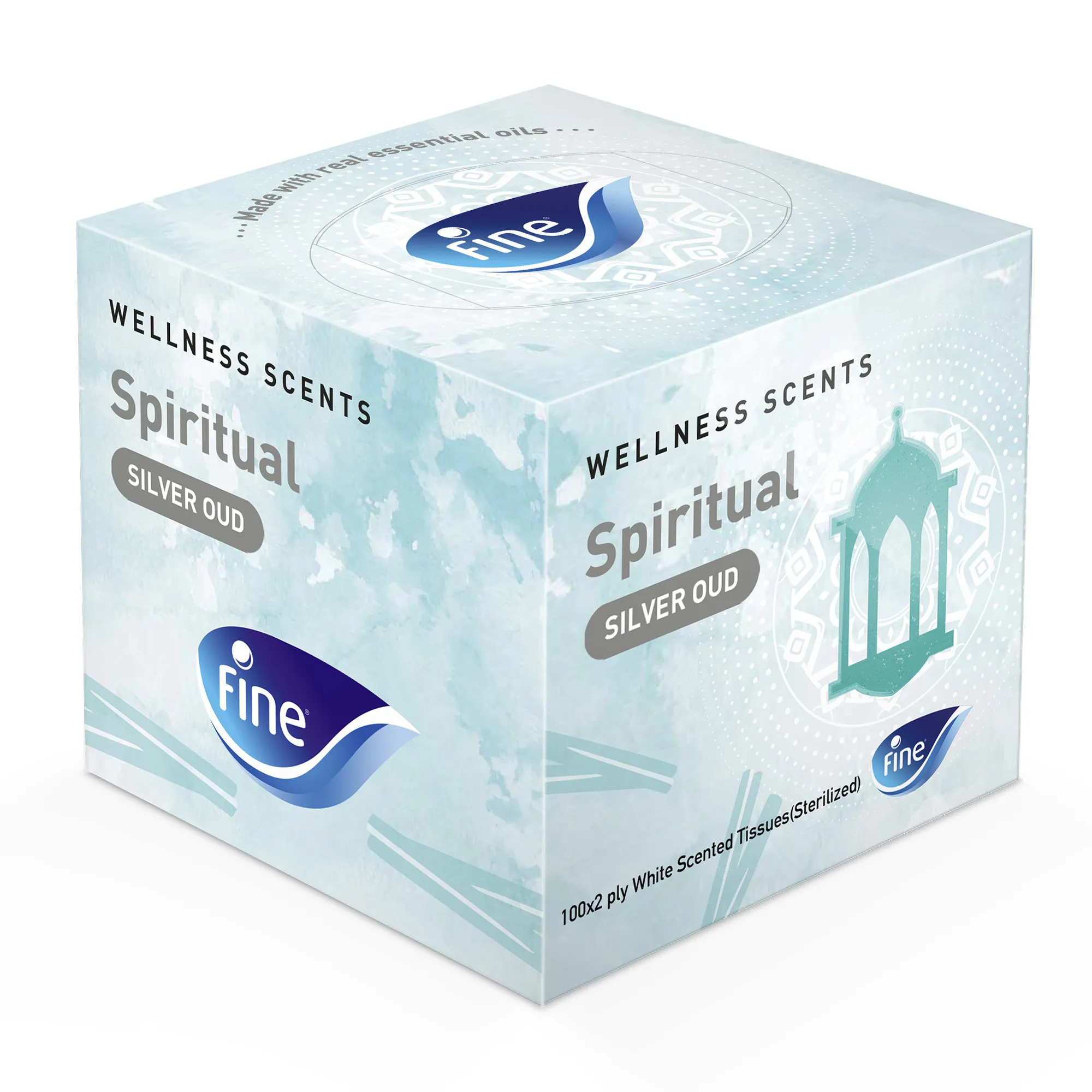 Fine Facial Tissue Wellness Scents Spiritual Silver Oud - Cubic 100 X 2ply