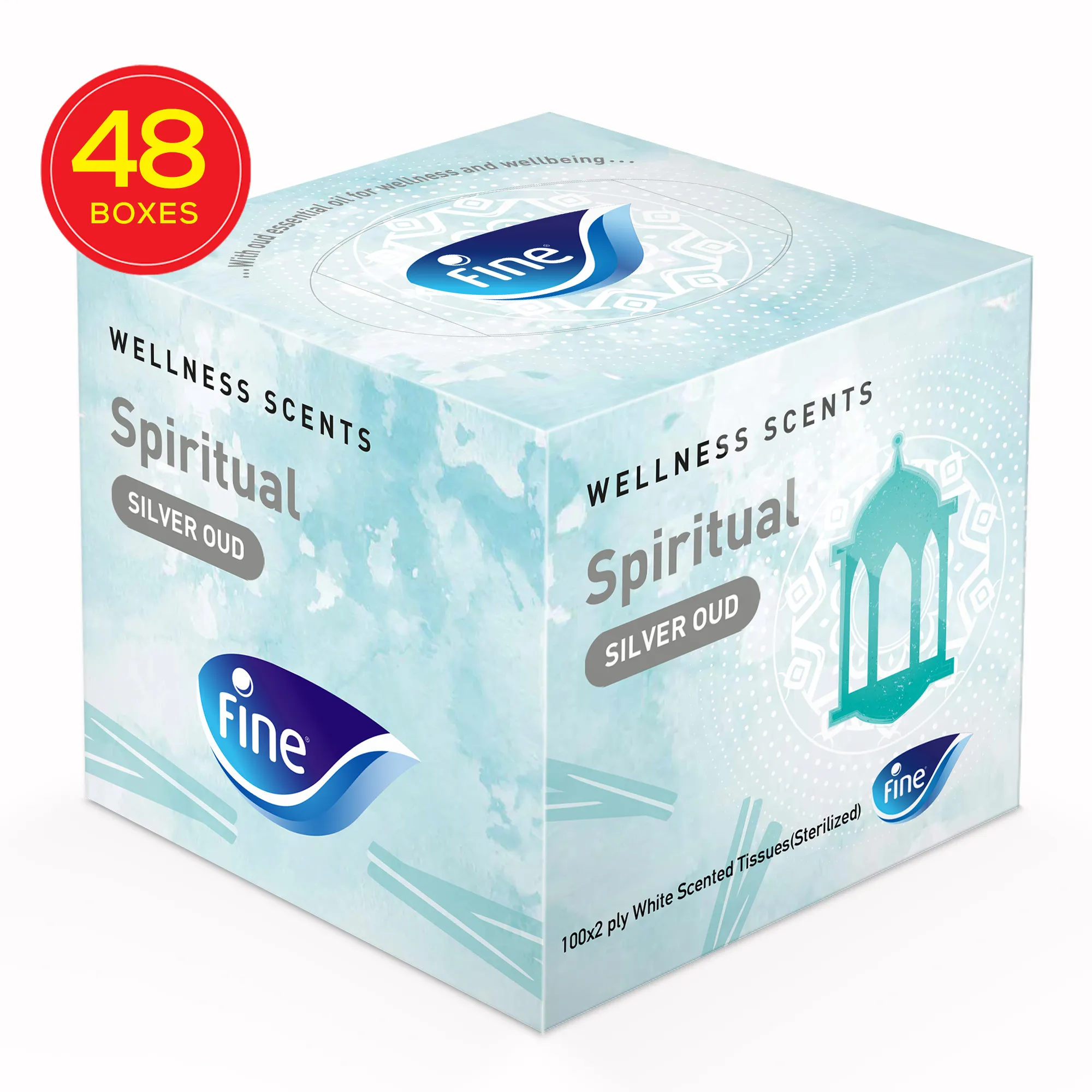 Fine Facial Tissue Wellness Scents Spiritual Silver Oud - Cubic 100 X 2ply Pack of 48