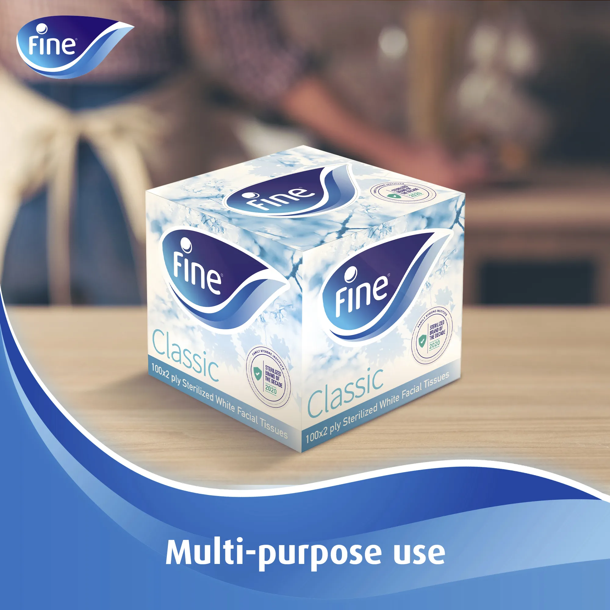 Fine, Facial Tissue,Classic Cubic 100X2Ply, Pack of 48