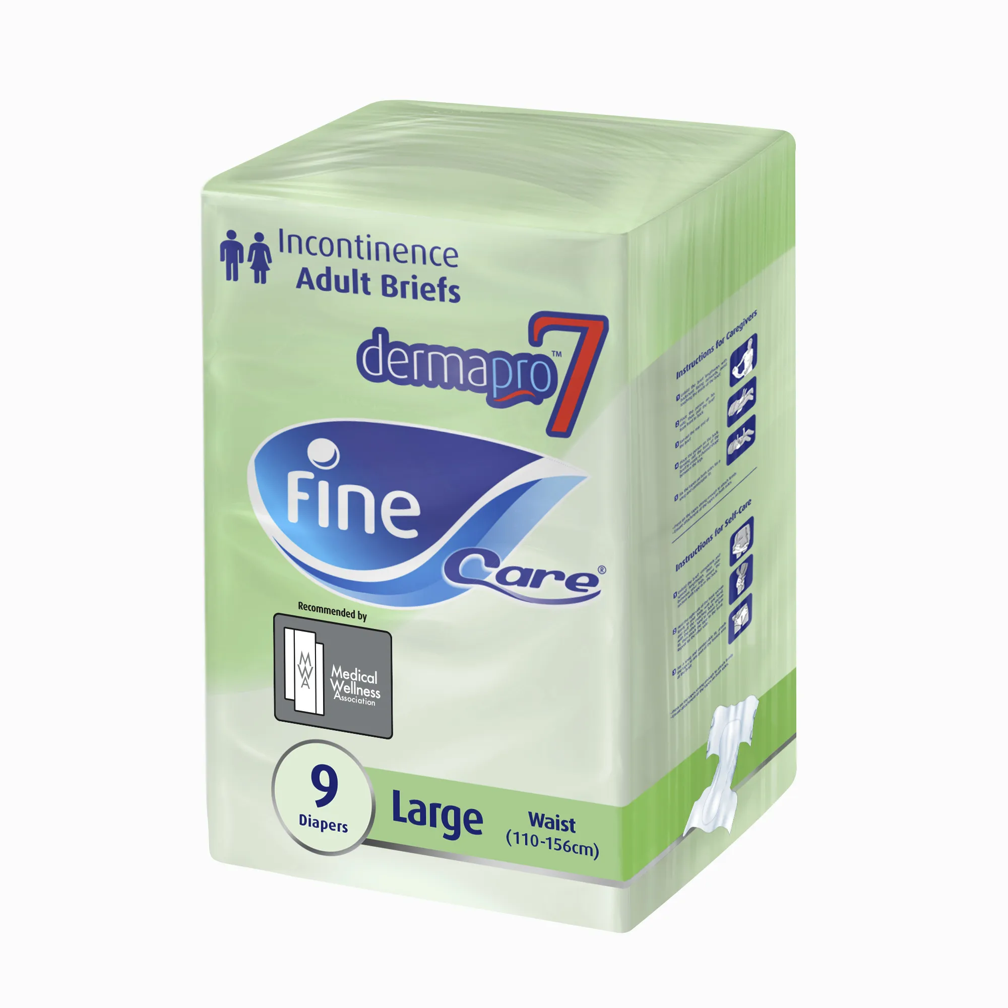 Fine Care Incontinence Unisex, Waist (110 - 156 cm), Large, pack of 9