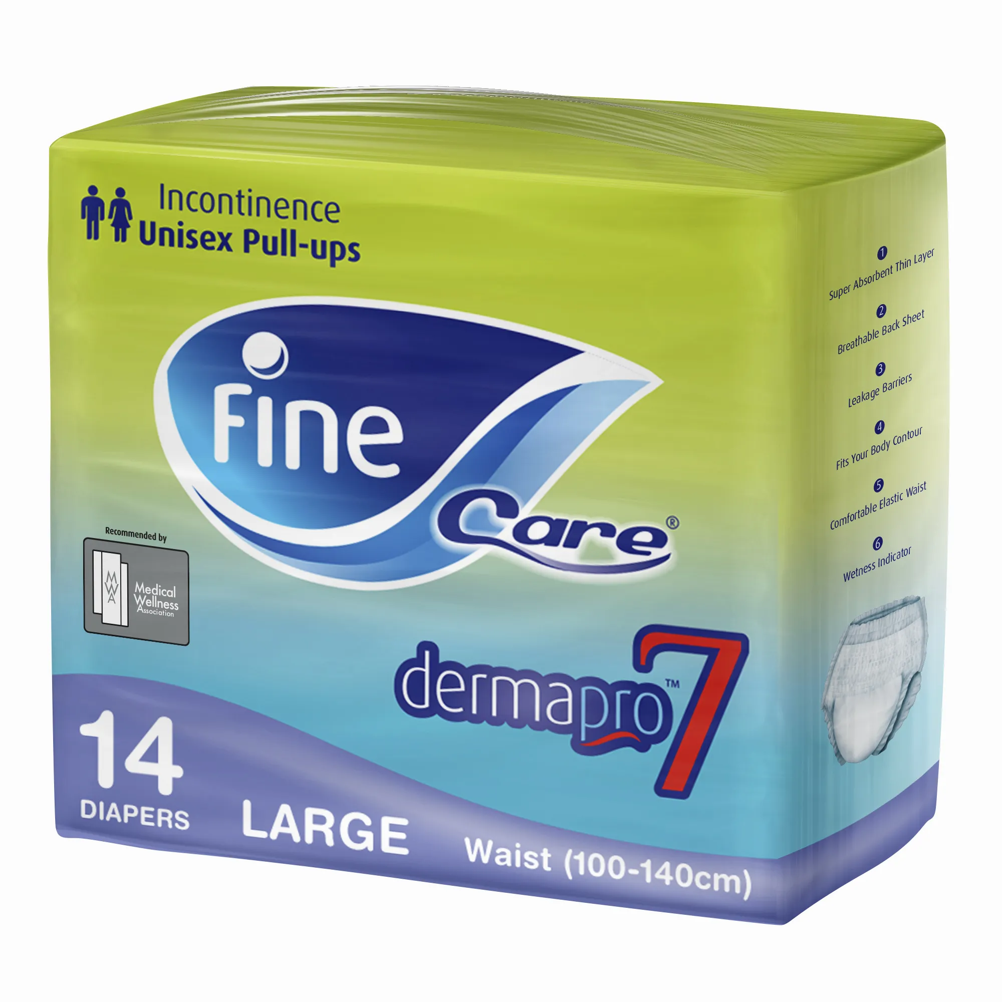 Fine Care Incontinence Unisex Pull-ups, Waist (100 - 140 cm), Large, pack of 14