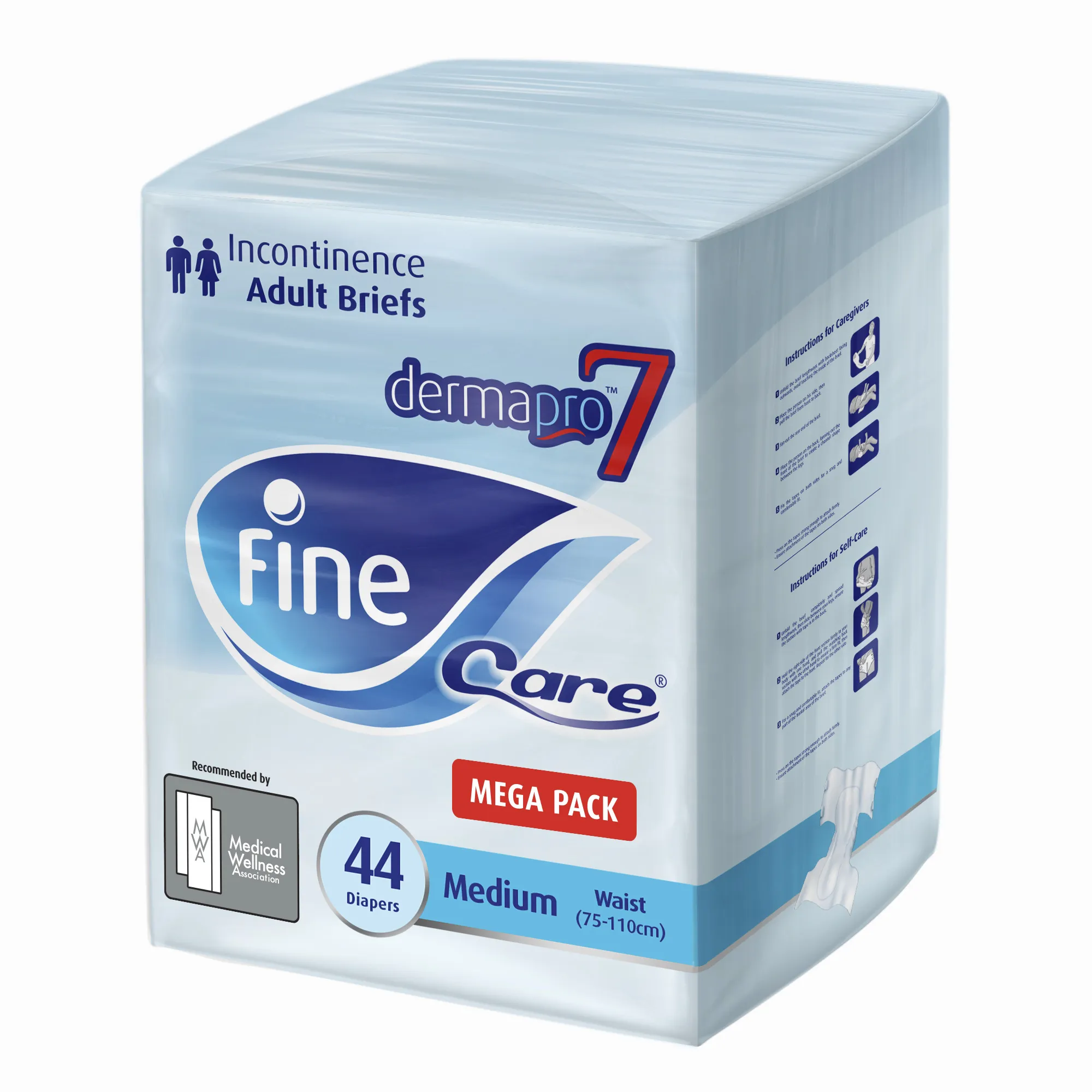 Fine Care Incontinence Unisex, Waist (75 - 110 cm), Medium, pack of 44