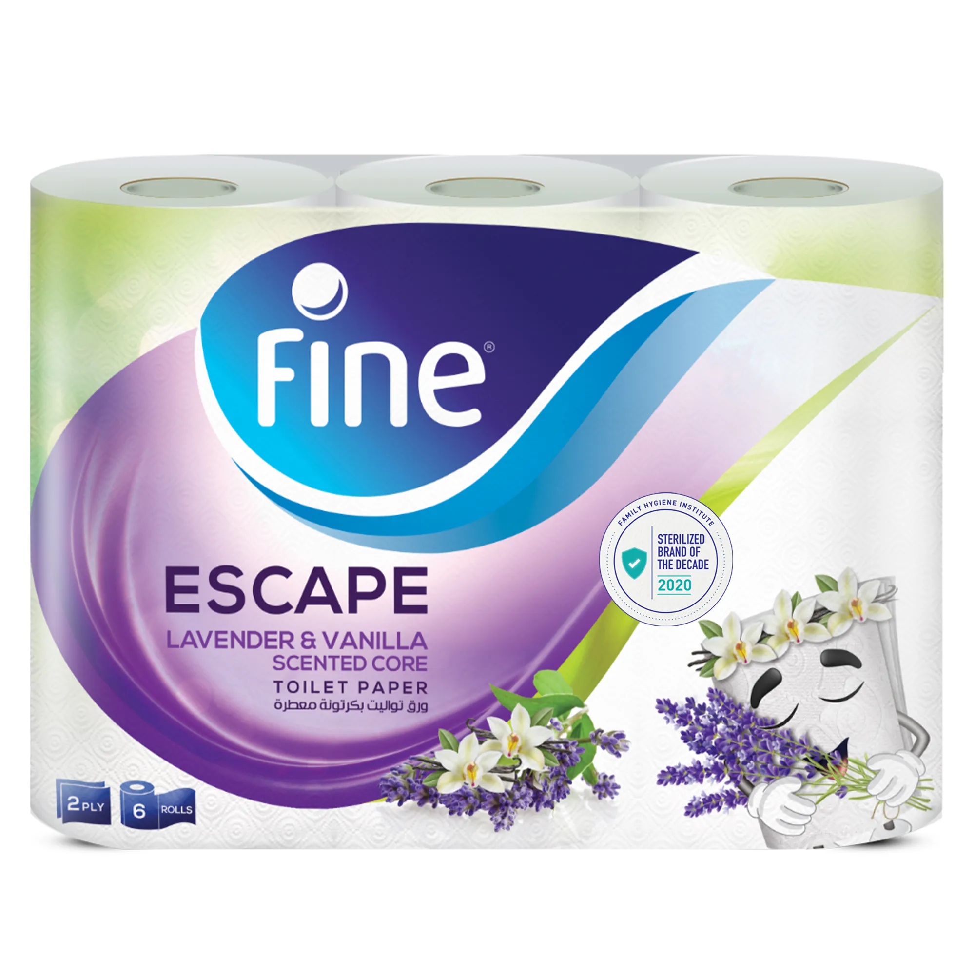 Toilet Tissue Fine Escape Vanilla Lavender 150 Sheets 3 Plies(Bale of 06x6)