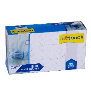 HOTPACK-POWDER FREE BLUE VINYLGLOVES MEDIUM 100PIECES X10 PACK