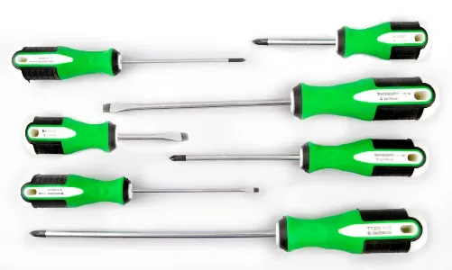 Screw Driver Set 7 Pcs (2-3*100mm 1-5*100mm 2-6*38mm 2-6*150mm) (+&-) With Rubber Handle
