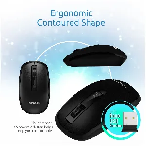 Promate 2.4 Ghz USB Wireless Ergonomic Mouse with Precision Scrolling for Windows Mac, Clix3 - Blue