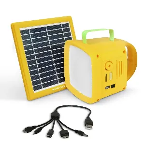 Promate Solar Panel LED Light, 3-In-1 Outdoor Bright 90lm LED Light with Solar Panel, Built-In FM Radio, 5W Wireless Speaker, 4400mAh Power Bank and USB Charging Port for Tent, Camping, Hikin