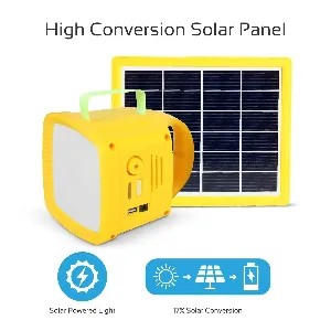 Promate Solar Panel LED Light, 3-In-1 Outdoor Bright 90lm LED Light with Solar Panel, Built-In FM Radio, 5W Wireless Speaker, 4400mAh Power Bank and USB Charging Port for Tent, Camping, Hikin