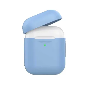 Promate Apple AirPods Case, Ultra-Lightweight Protective 360 Degree Silicone Cover with Scratch-Resistance and Wireless Charging Compatible for Apple AirPods and AirPods 2, AirCase Blue