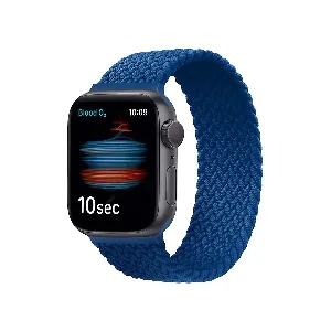 Promate Solo Loop Nylon Braided Strap for Apple Watch 42/44mm, Soft Stretchable Replacement Wristband with Secure Fit for Apple Watch Series 1,2,3,4,5,6,SE, Wrist Size-Large (187-197mm), Fusi