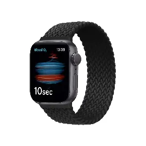 Promate Solo Loop Nylon Braided Strap for Apple Watch 42/44mm, Soft Stretchable Replacement Wristband with Secure Fit for Apple Watch Series 1,2,3,4,5,6, SE, Wrist Size-Small(164-176mm),Fusio