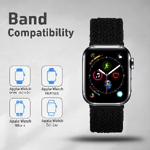 Promate Solo Loop Nylon Braided Strap for Apple Watch 38/40mm, Soft Stretchable Replacement Wristband with Secure Fit for Apple Watch Series 1,2,3,4,5,6, SE, Wrist Size-XL(186-196mm), Fusion-