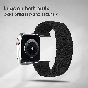 Promate Solo Loop Nylon Braided Strap for Apple Watch 38/40mm, Soft Stretchable Replacement Wristband with Secure Fit for Apple Watch Series 1,2,3,4,5,6, SE, Wrist Size-XL(186-196mm), Fusion-