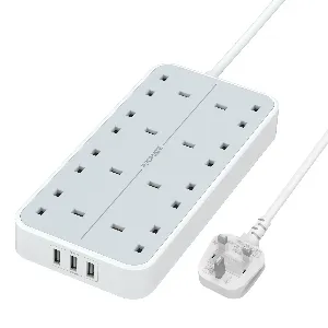 Promate Power Strip, Heavy-Duty 11-in-1 Surge Protector Power Extension with Massive 3250W 8 AC Outlets, 3 USB Intellicharge Ports and 2M Cord Length for iPhone12/TV/Fridge/Office, PowerCord8