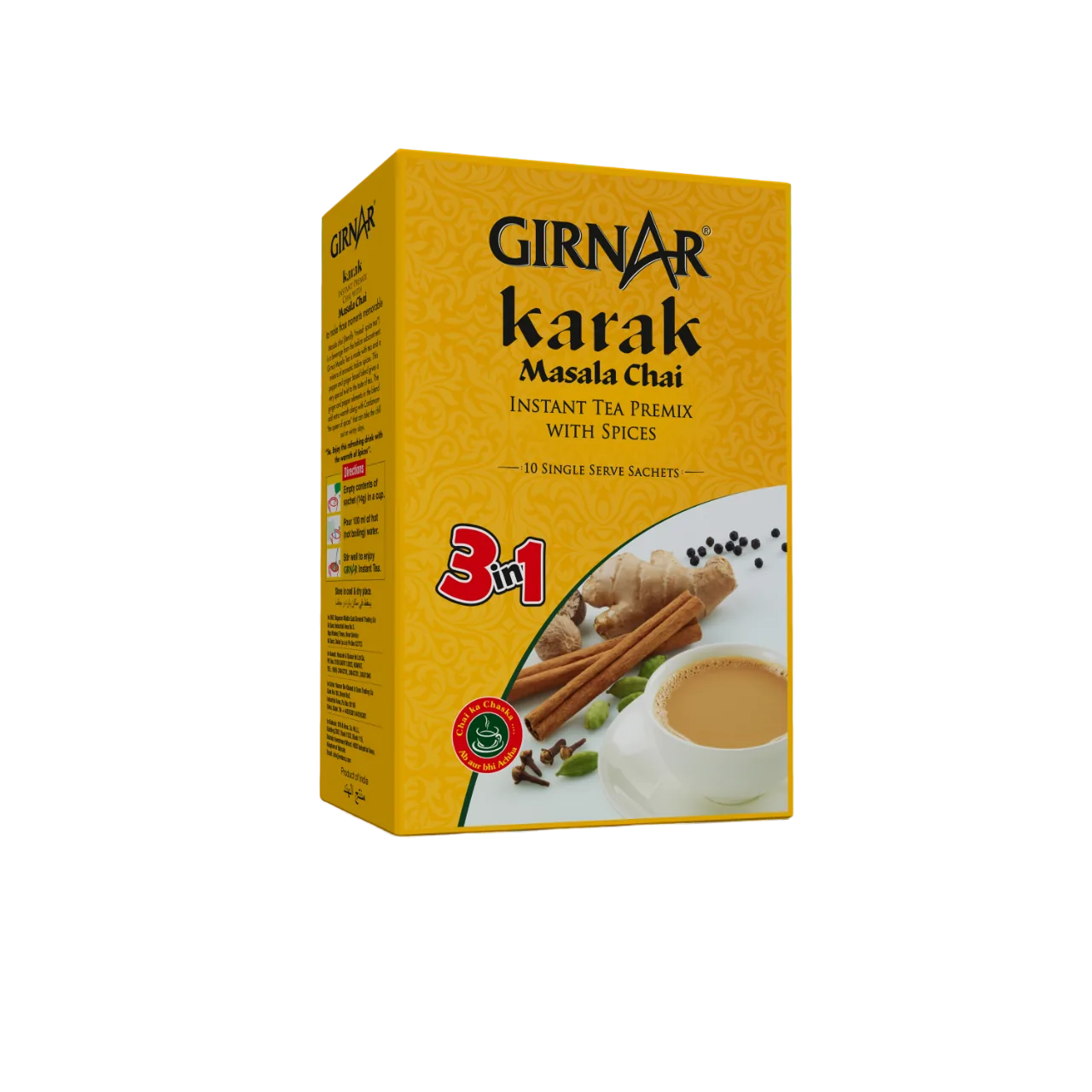 Girnar Instant Chai (Tea) Premix With Masala 10 Single Serve Sachet X 22gm