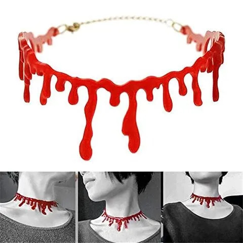 Uaejj Halloween Vampire Necklace, Halloween Decoration Choker, Dripping Blood Necklace For Women Girls Halloween Costume Cosplay Party Supplies (Necklace)