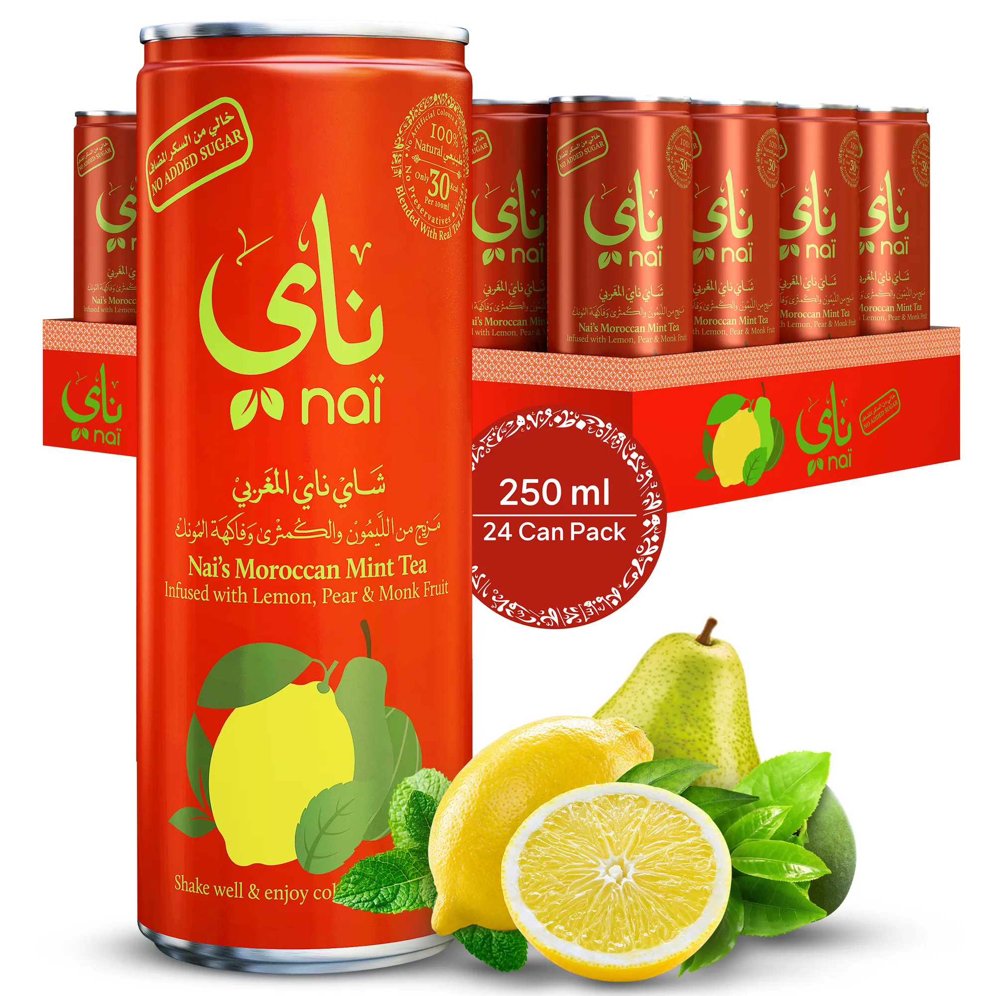 Nai s Moroccan Mint Tea, 100 Natural, Ready-to-Drink, 250ml Can, 24 pack