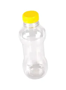 140-PIECE PLASTIC CLEAR JUICE BOTTLE WITH YELLOW CAP 330MILLILITER