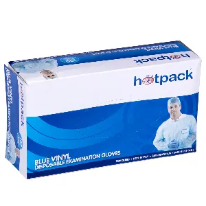 HOTPACK-BLUE VINYL GLOVES SMALL-100PIECES X10PKT