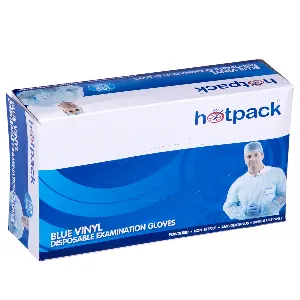 HOTPACK-BLUE VINYL GLOVES MEDIUM-100PIECES X10PKT