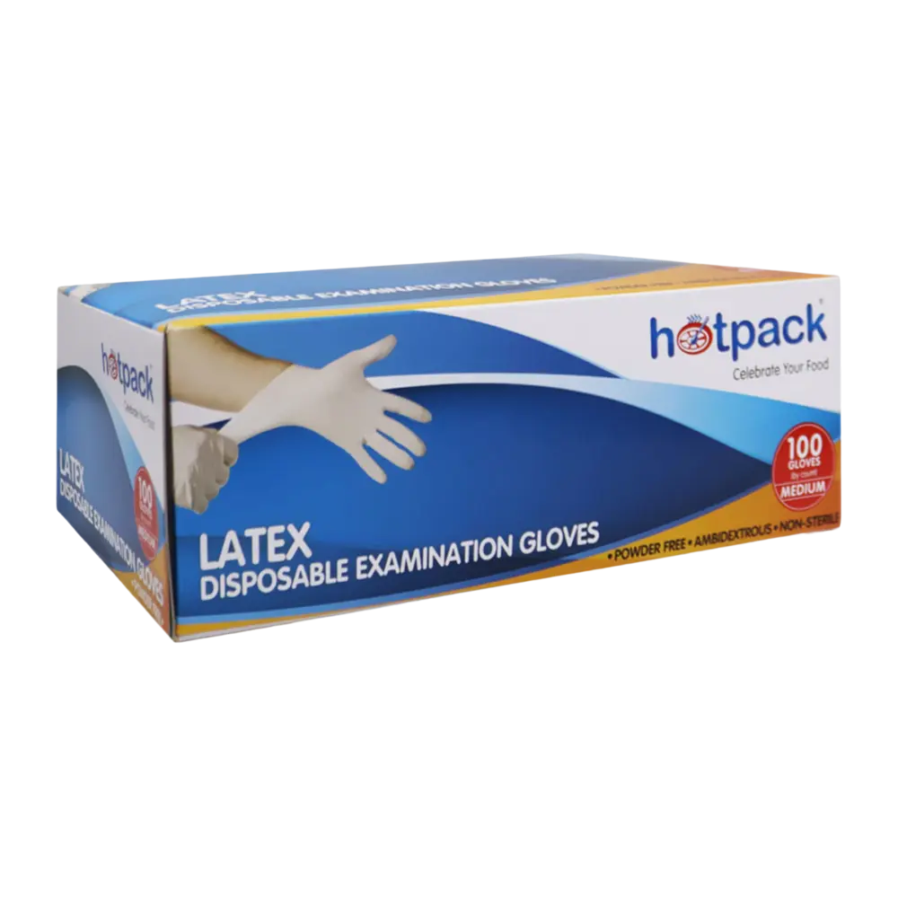 HOTPACK-POWDERFREE LATEX GLOVES SMALL-100PIECES X10 PACK