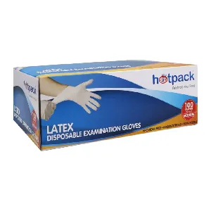 HOTPACK-POWDERFREE LATEX GLOVES MEDIUM-100PIECES X10 PACK